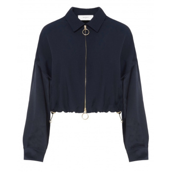 BEATRICE.B - Damen Satin Bomber Jacke Lace insert - Dark Blue