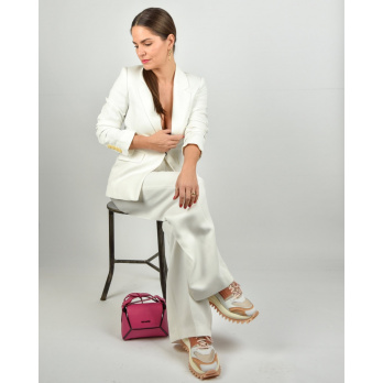 LUISA CERANO - Damen Garbardine Wideleg Pants - Off White 