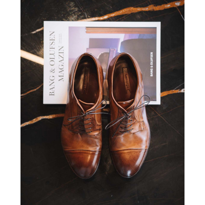 Derby Femme En Cuir Lemargo - Pointure 37, Couleur Marron, Fait Main En Italie - Neuf Avec Emballage