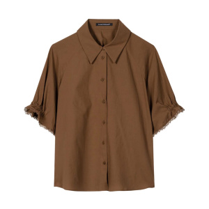 LUISA CERANO Damen Bluse - Bluse aus Baumwollvoile - Dark Terracotta