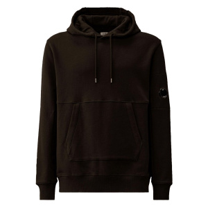 CP COMPANY - Herren Sweater - Diagonal Raised Fleece Hooded Lens Sweatshirt - Black